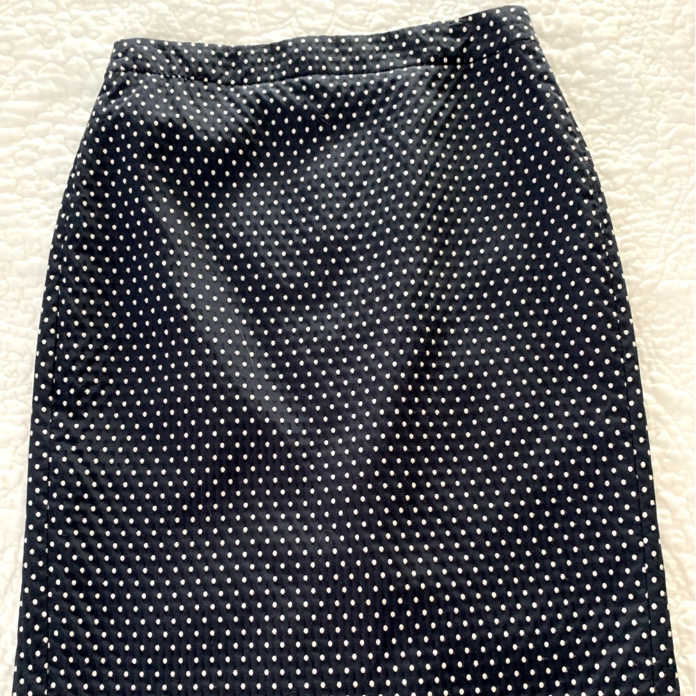 Navy Polka Dot Pencil Skirt